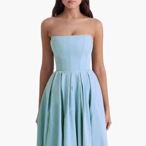 NWT House of CB Audrey Fit & Flare Strapless Dress in Cinderella Light Blue